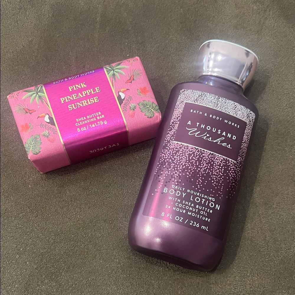 Bath and Body works lotion and soap bundle